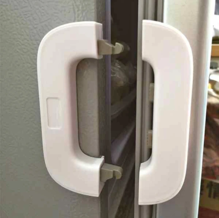 Self Adhesive Fridge Lock Latch System Baby Proof Refrigerator Lock for Kids Multi-Usage and Easy to Install Gray